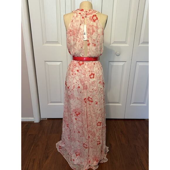NWT Tibi Miss Priss Dress Womens Size 2 Pink Floral Chiffon Layered Belt $528 - Picture 6 of 9